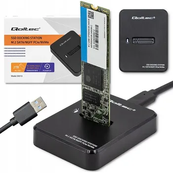 Ukládání dat Qoltec dokovací stanice pro SSD disky M.2 SATA/PCIe | NGFF/NVMe | USB 3.1