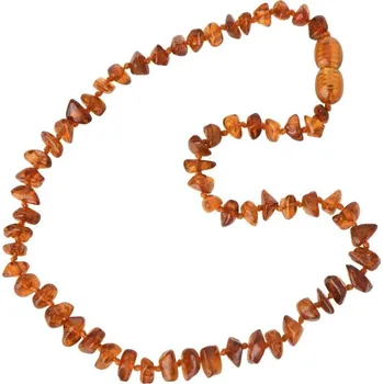 Dětské navlékací korálky Baltský jantar Jantarové korálky pro děti extra leštěné barva koňaku 32 cm