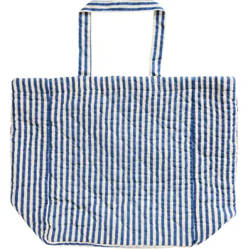 Ib Laursen Prošívaná bavlněná taška Stripes Off White/Blue