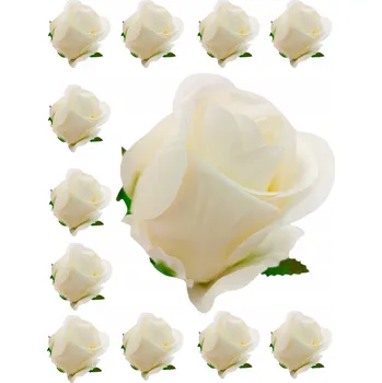 umělá květina Růže dekorační, umělá HLAVIČKA KVĚTINY DEKORACE BÍLÁ BALENÍ 12 ks