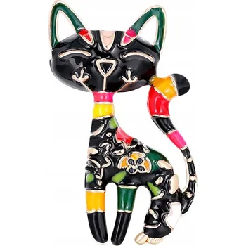 Brož PINETS Brož Černá Kočka Pstrokatá Kočička Dárek