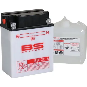 Motobaterie BS akumulátor BB12C-A (YB12C-A) 12V 12AH 134X80X175 obsluhovaný - elektrolyt zvlášť (155A) (4) UE2019/1148 (BS akumulátor BB12C-A (YB12C-A) 12V 12AH 134X80X175 obsluhovaný - elektrolyt zvlášť (155A) (4) UE2019/1148)
