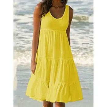 Dámské šaty Dámské letní šaty - s vrstvenými volány Barva: Žlutá, Velikost: XXL