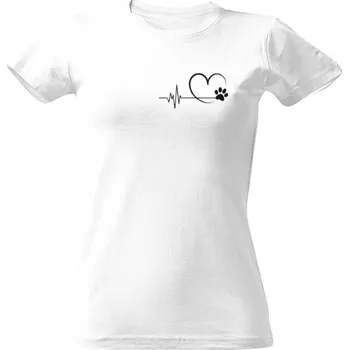 Dámské tričko Tričko s potiskem Když srdce bije pro tlapky - bílá dámské
