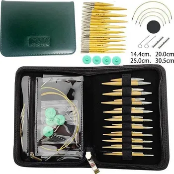 Jehlice Sada 10 ks pletacích jehlic z ebenového dřeva pro pohodlné tvoření | háčkovací sada, pletací jehlice - 006