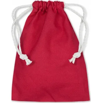Městský batoh ČERVENÝ BAVLNĚNÝ SÁČEK 10x15 cm SE STAHOVACÍ BÍLOU ŠŇŮRKOU 145g