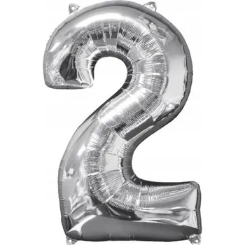 Balónek Fóliový balónek Amscan číslice 2, 66 cm, stříbrný