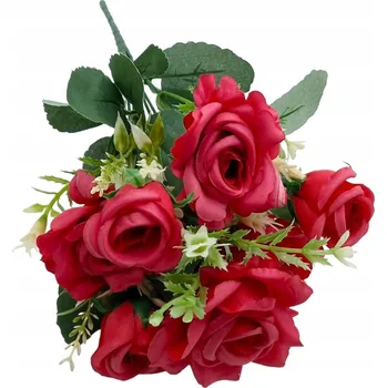 umělá květina Umělá kytice červená růže dekorační větvička 32 cm