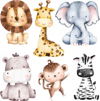 Obraz Dekorace do dětského pokoje Divoká zvířata Safari ve sladkém stylu 60x99 cm