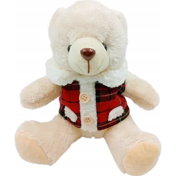 Vánoční dekorace MEDVÍDEK FIGURKA VÁNOČNÍ OZDOBA DÁREK K VÁNOCŮM VELKÝ PLYŠOVÝ MEDVĚD 22 CM