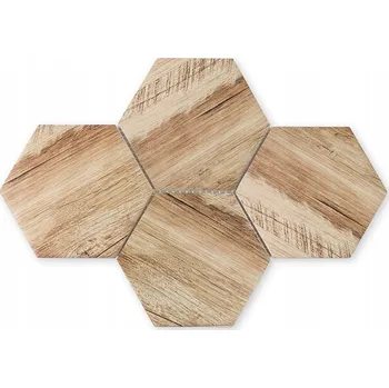 Keramická mozaika ŠESTIHRAN Vzhled dřeva 12,5x14,5 cm Obkladová dlaždice