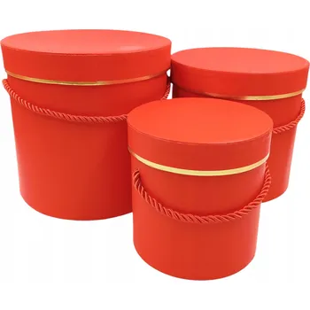 Úložný box Flower box krabička sada 3v1 červená se zlatým proužkem