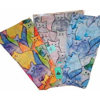 Krásný jaro/léto šál s veselými kočkami ve 3 barevných kombinacích, Barevné provedení: Růžovo-šedý