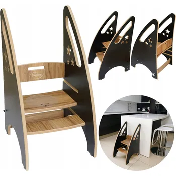 Stolička SKYLINE STOLIČKA SCHŮDKY ČERNÁ-DŘEVO LUX