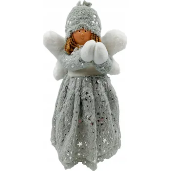 Vánoce Figurka VÁNOČNÍ OZDOBA DÁREK K VÁNOCŮM Andílek stříbrný HVĚZDA 37 cm
