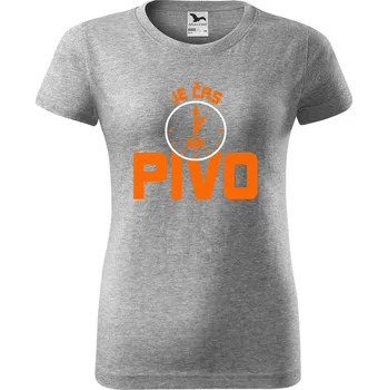 Dámské tričko DOBRÝ TRIKO Dámské tričko s potiskem Je čas na pivo Barva: Tmavě šedý melír, Velikost: 3XL