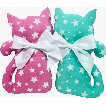 Dekorativní polštářek Kočka s levandulí velká2 - hvězdy Varianta: kočka růžová