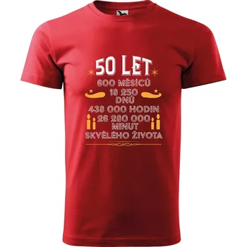 Pánské tričko DOBRÝ TRIKO Pánské tričko s potiskem 50 let dny Velikost: XL, Barva: Červená