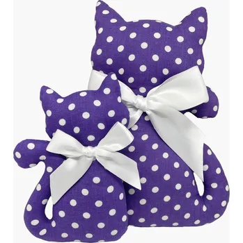 Dekorativní polštářek Kočka s levandulí - fialová puntík3 Varianta: kočka malá, Dárkové balení: ano