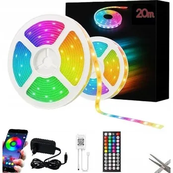 LED osvětlení LED pásek 20M RGB 5050 Bluetooth APLIKACE DÁLKOVÝ OVLADAČ HUDBA 12V 30 LED/m (W116)