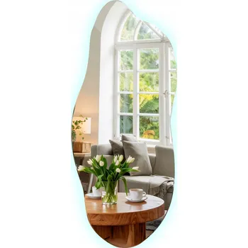 Zrcadlo Moderní Asymetrické Zrcadlo LED Bez Rámu Broušené Leštěné Do Koupelny Obývacího Pokoje