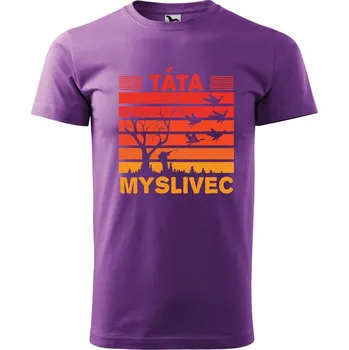 Pánské tričko DOBRÝ TRIKO Pánské tričko s potiskem Táta myslivec Velikost: S, Barva: Fialová