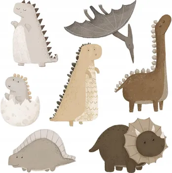 Obraz Sada Samolepek na Zeď Pastelové Roztomilí Dinosauři Boho Styl 60x91 cm