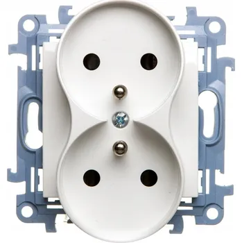 Elektrická zásuvka Dvojitá Elektrická zásuvka Kontakt-simon Simon 10 bílá s uzemněním