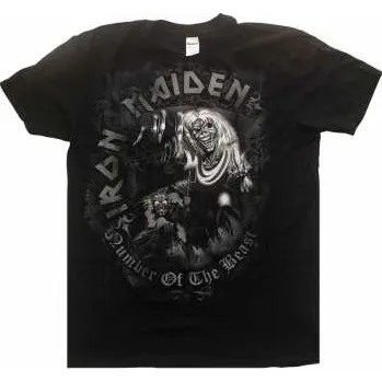 Merch Iron Maiden: Tričko Number Of The Beast Grey Tone XXL