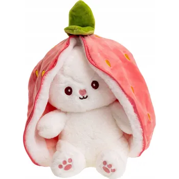plyšák Plyšová Hračka Królik Jahoda 35 cm 2v1 Plyšový Mazlíček Přítulníček MEDVÍDEK