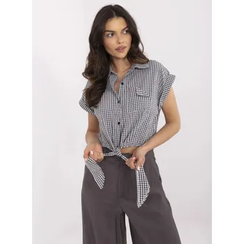 Dámská tunika Černo-bílá košile s krátkým rukávem NM-BZ-