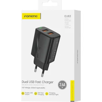 FONENG | SÍŤOVÁ NABÍJEČKA 2x USB 2.4A NABÍJECÍ KOSTKA [černá]