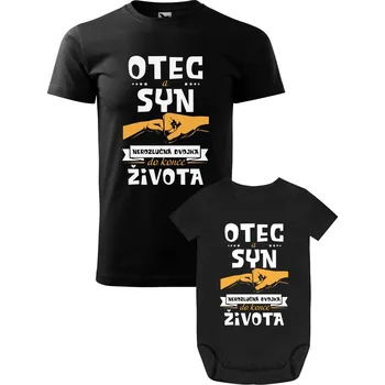 Kojenecký body Sada trička a bodýčka Nerozlučná dvojka Barva: Černá, Velikost body: 92 (18-24M), Velikost trička: 2XL