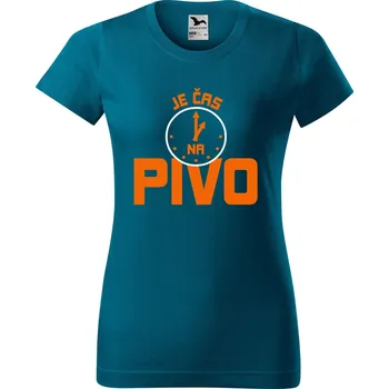 Dámské tričko DOBRÝ TRIKO Dámské tričko s potiskem Je čas na pivo Barva: Petrolejová, Velikost: XL