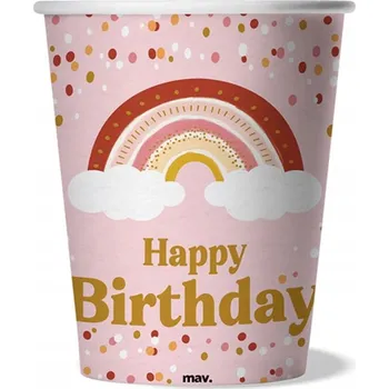 Party nádobí Kelímky Boho Happy Birthday, 8 ks