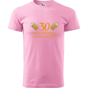Pánské tričko DOBRÝ TRIKO Pánské tričko s potiskem 30 let se propíjím Velikost: L, Barva: Růžová