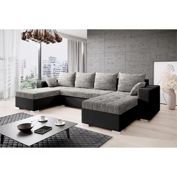 Sedací souprava Rozkládací rohová sedačka LUTOS šedá melír / černá