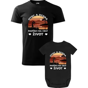 Kojenecký body Sada trička a bodýčka Otec a dcera Barva: Černá, Velikost body: 80 (9-12M), Velikost trička: 2XL