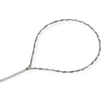 Náramek Stříbrný nákotník Lambáda – dámský rhodiovaný řetízek na nohu, 925/1000, délka 28 cm Zesílený vzor lambáda, rhodiované stříbro, nastavitelná délka