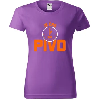 DOBRÝ TRIKO Dámské tričko s potiskem Je čas na pivo Barva: Fialová, Velikost: 2XL