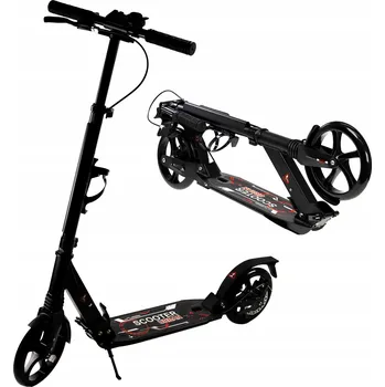 Koloběžka MĚSTSKÁ KOLOBĚŽKA velká skládací ODPRUŽENÍ BRZDA 100kg černá robustní