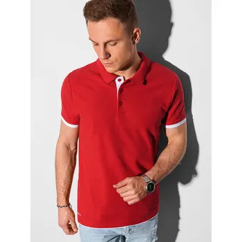 Pánské tričko Ombre Clothing Pánské tričko s límečkem Aron červená S S1382