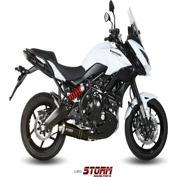 Výfuk pro motocykl Výfuk kompletní 2x1 STORM OVAL K.041.LX1B Černá ocel KAWASAKI KLE 650 Versys 2015-2021