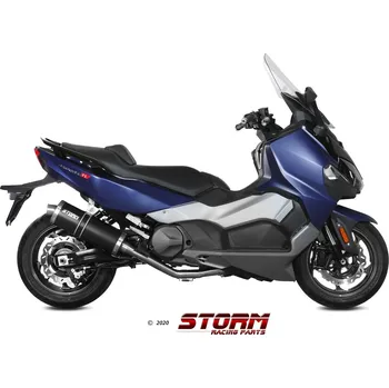 Výfuk pro motocykl Výfuk kompletní 2x1 STORM OVAL SY.002.LX2B Černá ocel SYM MAXSYM TL 500 2020-2020