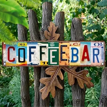 Plechová cedule BAF Kovová cedule Coffeebar tady tudy 40 x 10 cm