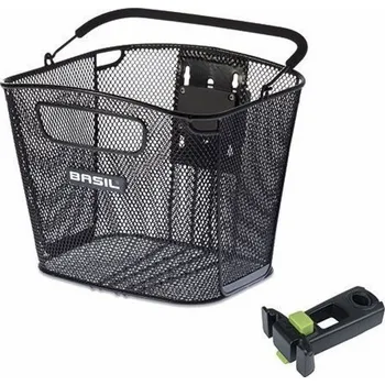 brašna na kolo Basil Košík na držák řídítek BASIL BOLD FRONT KF + ADAPTÉR KLICKFIX + DRŽÁK NA ŘÍDÍTKA (průměr 22,4-28,6 mm) odnímatelný ocelový černý (NOVINKA 2024)