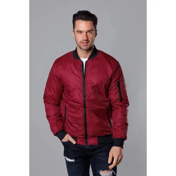 Pánská bunda typu "bomber" ve vínové bordó barvě s prošívanou podšívkou (AK95-6) odstíny červené M