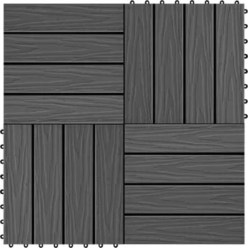 vidaXL Marketos Terasové dlaždice 11 ks WPC embosované 30 x 30 cm 1 m² černé