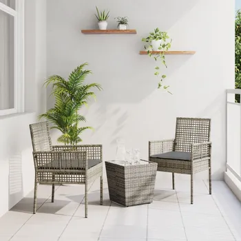 OMAXI Zahradní bistro set 3 ks Šedá polyratan 891778