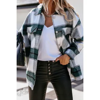 Dámská bunda OMG Dámská košilová bunda Ehua bílo-zelená S